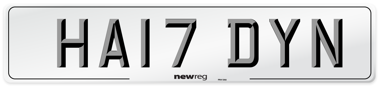 HA17 DYN Number Plate from New Reg